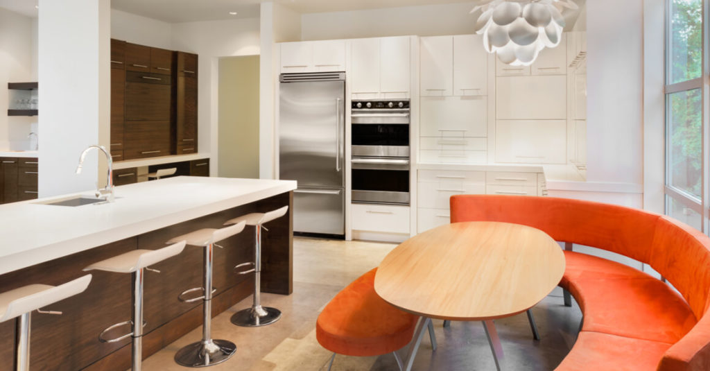 Multiple seating options in large kitchen